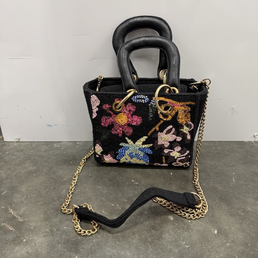 America & Beyond Midnight Floral Embellished Mini Evening Bag Woman's